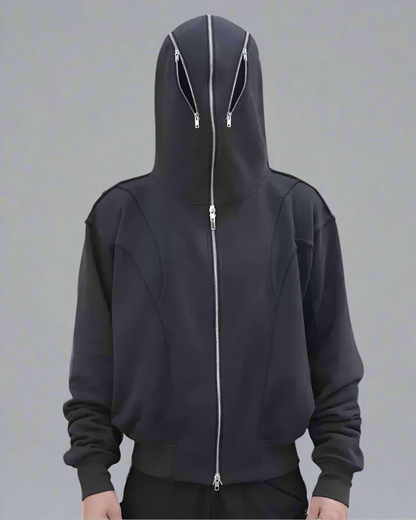 Urban Zip-Up Mask Hoodie - mask hoodie - Urban Zip-Up Mask Hoodie for Comfort and Style - View 2