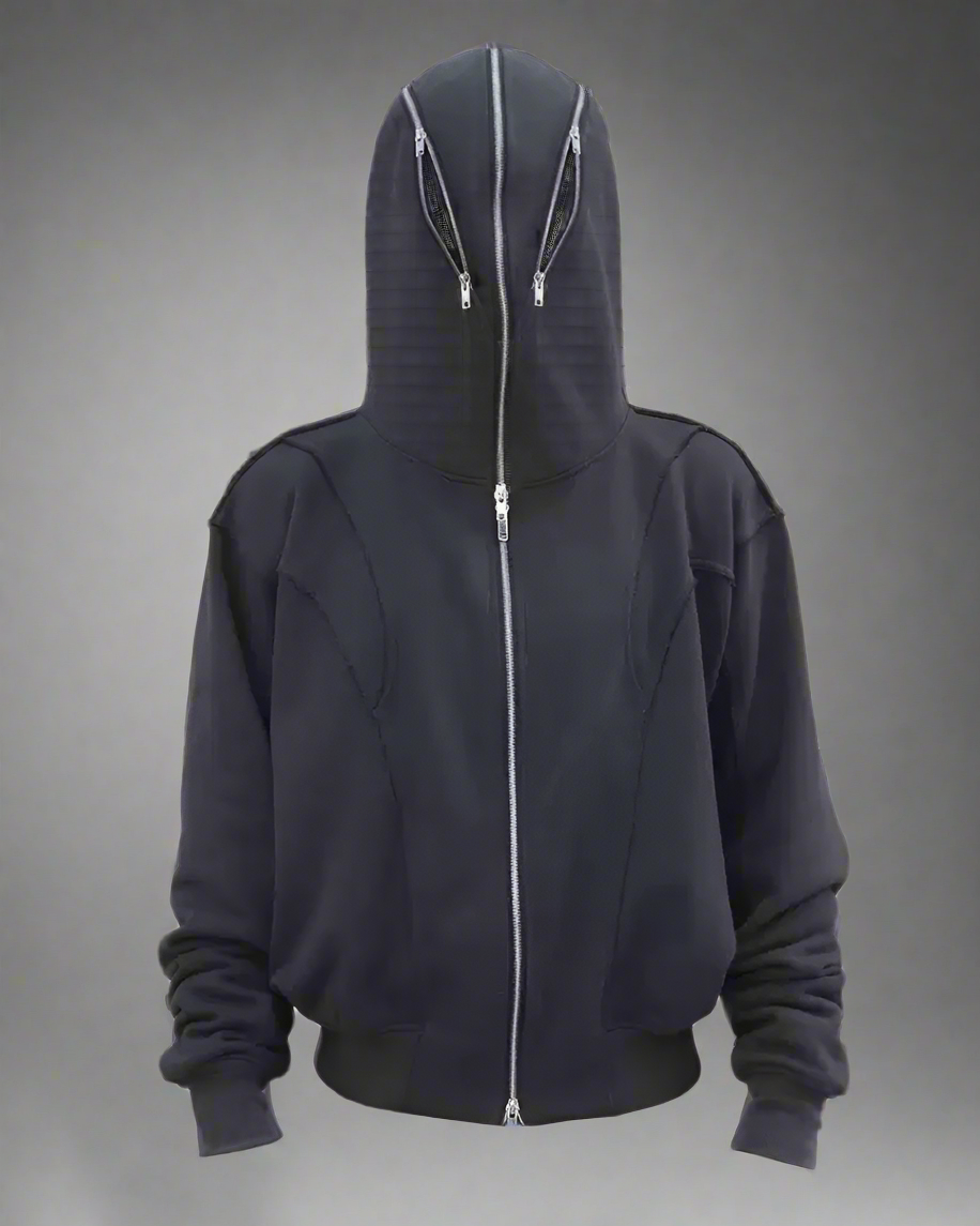 Urban Zip-Up Mask Hoodie -  techwear - Urban Zip-Up Mask Hoodie for Comfort and Style - View 14