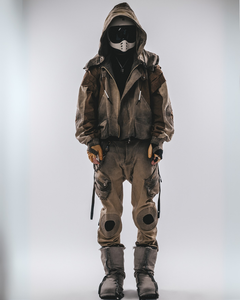 Utilitarian Bat Sleeve Washed Jacket -  lightweight streetwear - Utilitarian Bat Sleeve Washed Jacket in Ginger Yellow - View 6