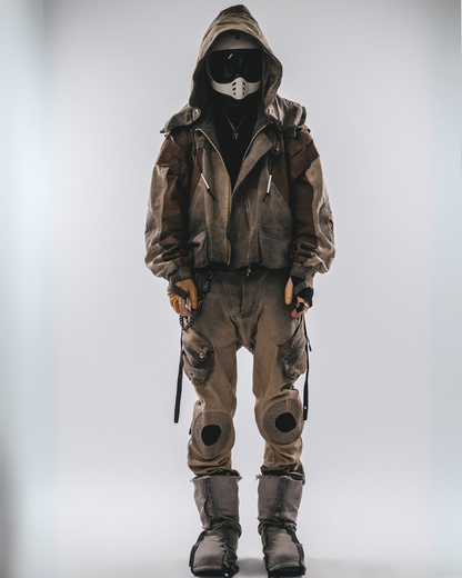 Utilitarian Bat Sleeve Washed Jacket -  lightweight streetwear - Utilitarian Bat Sleeve Washed Jacket in Ginger Yellow - View 6