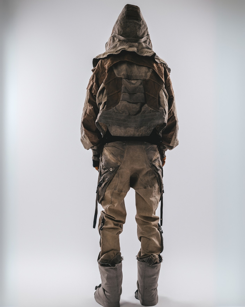 Utilitarian Bat Sleeve Washed Jacket -  polyester - Utilitarian Bat Sleeve Washed Jacket in Ginger Yellow - View 7