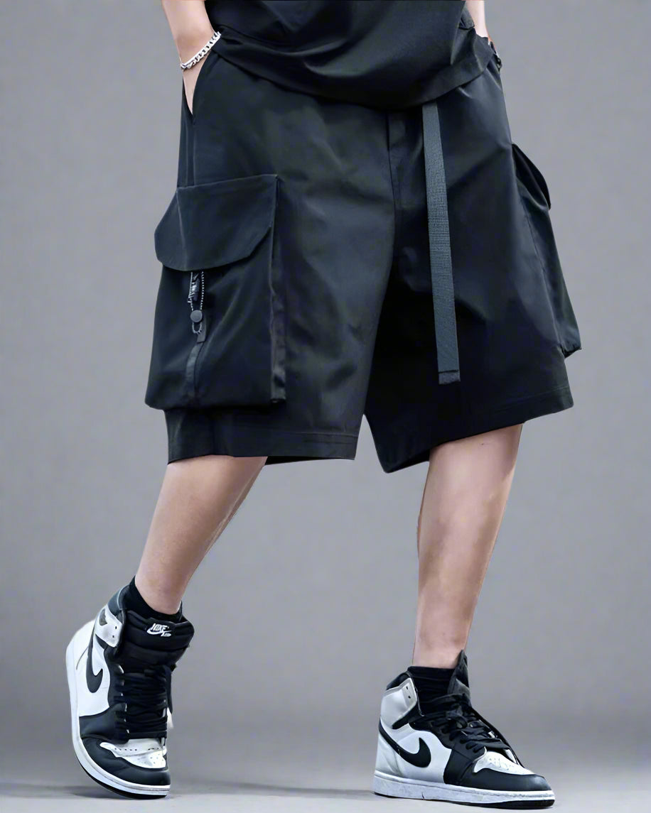 Utility Cargo Shorts with Pockets - black cargo shorts - Utility Cargo Shorts for Urban Adventures - Main view