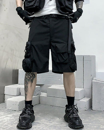 Utility-Driven Cargo Backpack Shorts - cargo shorts - Techwear Cargo Shorts with Backpack Pockets - Main view