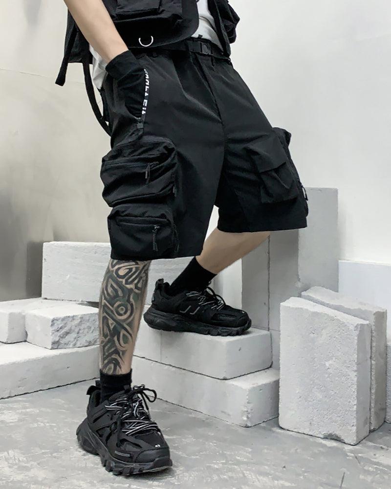 Utility-Driven Cargo Backpack Shorts -  military style shorts - Techwear Cargo Shorts with Backpack Pockets - View 5