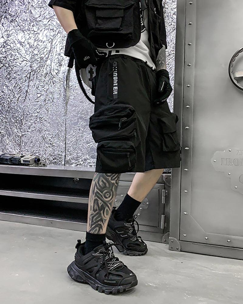 Utility-Driven Cargo Backpack Shorts -  tactical design - Techwear Cargo Shorts with Backpack Pockets - View 6
