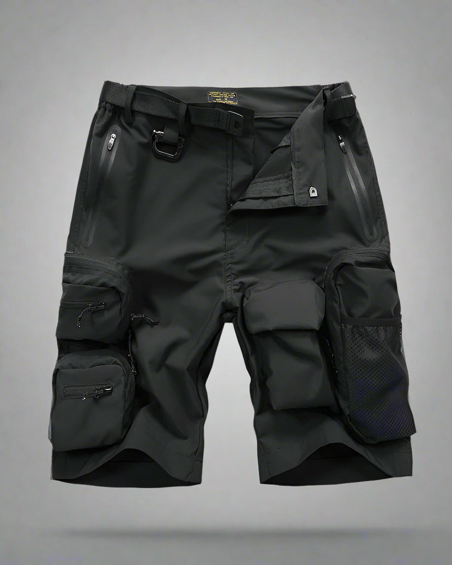 Utility-Driven Cargo Backpack Shorts -  urban style - Techwear Cargo Shorts with Backpack Pockets - View 8