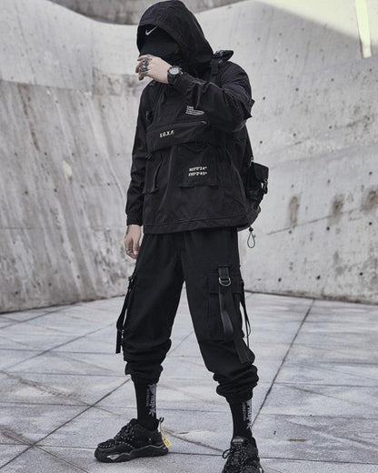 Utility Hooded Jacket with Pockets -  black jacket - Utility Hooded Jacket with Pockets for Everyday Wear - View 4