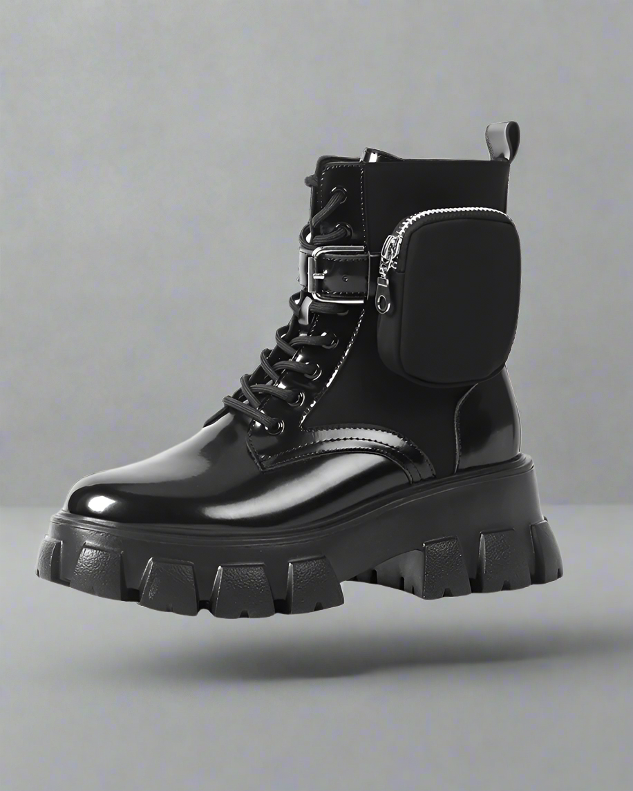 Utility Leather Boots with Pockets - comfortable everyday shoes - Utility Leather Boots with Convenient Pockets - Main view