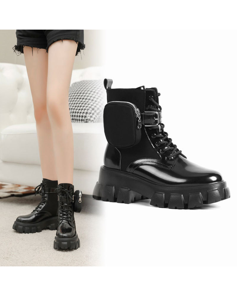 Utility Leather Boots with Pockets -  techwear shoes - Utility Leather Boots with Convenient Pockets - View 6