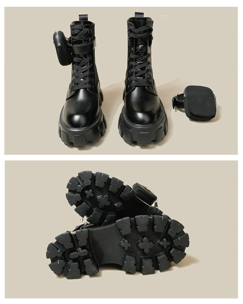 Utility Leather Boots with Pockets -  utility boots - Utility Leather Boots with Convenient Pockets - View 7