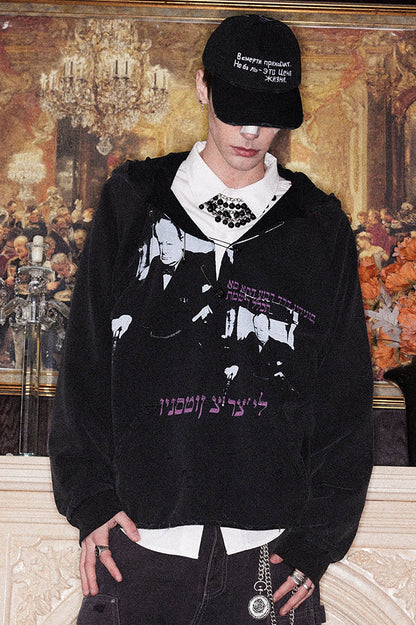 Vampire Embroidered Distressed Cap -  distressed baseball cap - Vampire Distressed Cap with Unique Embroidery - View 5