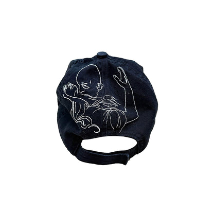 Vampire Embroidered Distressed Cap - vampire cap - Vampire Distressed Cap with Unique Embroidery - View 2