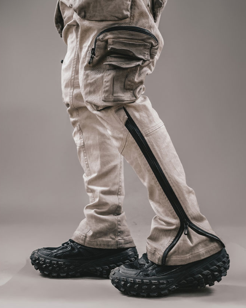 Versatile 3D Cut Cargo Pants - techwear style pants - Comfortable 3D Cut Cargo Pants in Apricot - View 2