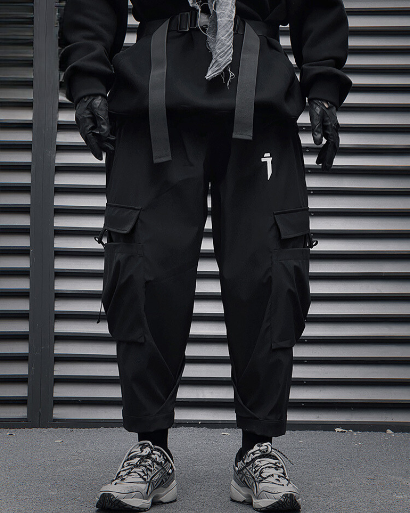 Versatile Black Ankle Cargo Pants -  adjustable cargo pants - Versatile Black Ankle Cargo Pants for Women - View 3