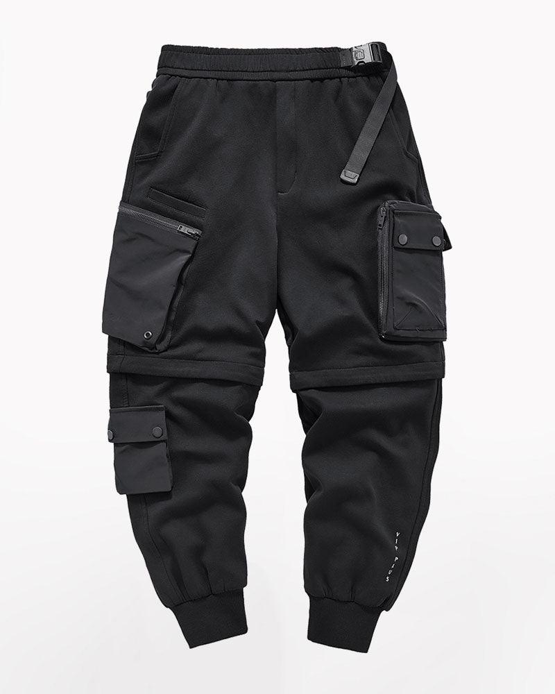Versatile Black Cargo Trousers -  adjustable fit - Versatile Black Cargo Trousers with Detachable Design - View 3