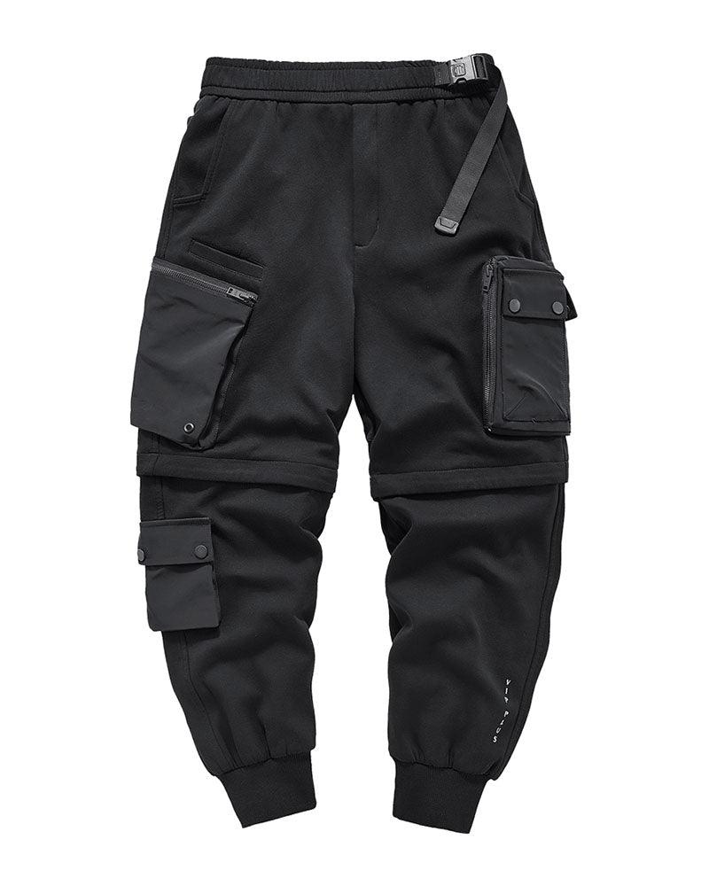 Versatile Black Cargo Trousers -  black pants - Versatile Black Cargo Trousers with Detachable Design - View 4
