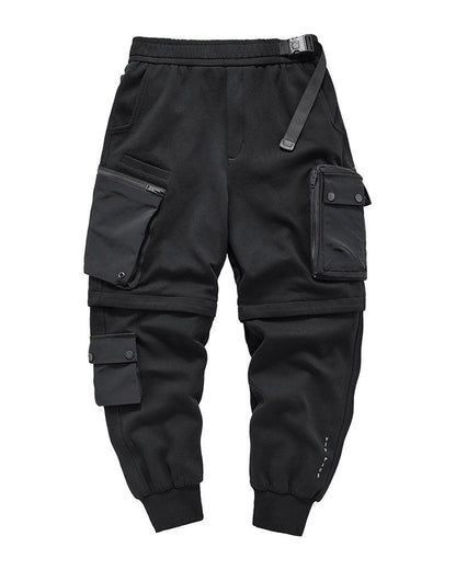 Versatile Black Cargo Trousers -  black pants - Versatile Black Cargo Trousers with Detachable Design - View 4