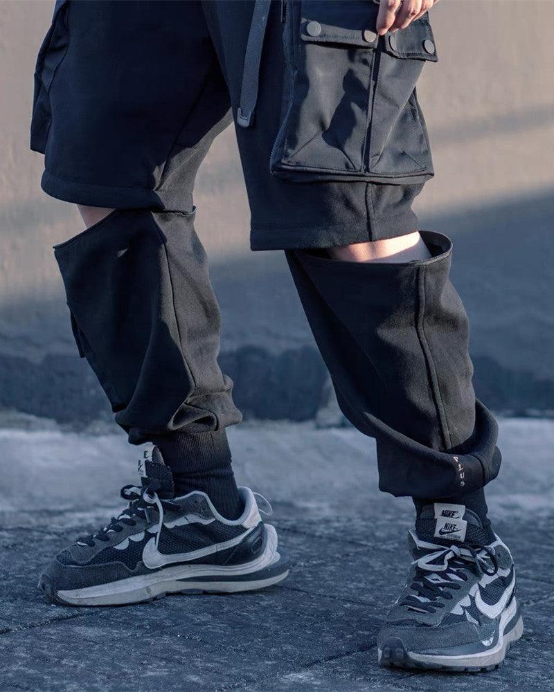 Versatile Black Cargo Trousers - cargo trousers - Versatile Black Cargo Trousers with Detachable Design - Main view