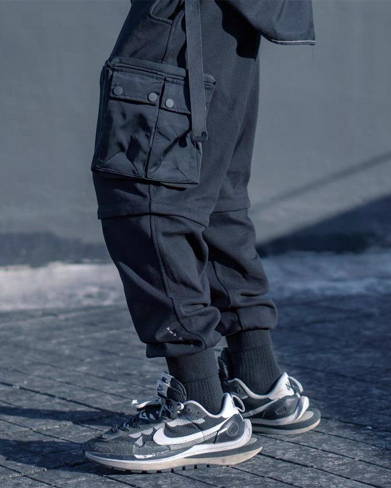 Versatile Black Cargo Trousers - detachable cargo pants - Versatile Black Cargo Trousers with Detachable Design - View 2