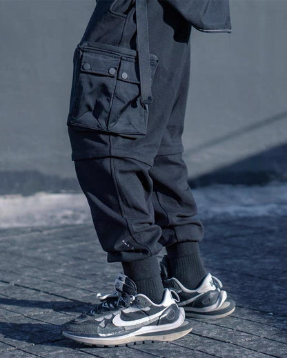 Versatile Black Cargo Trousers - detachable cargo pants - Versatile Black Cargo Trousers with Detachable Design - View 2