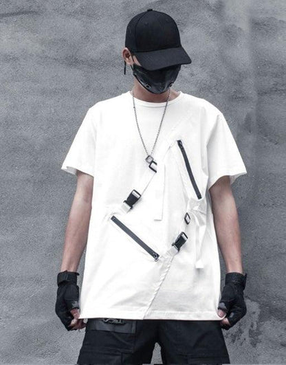 Versatile Black Chest Bag Tee - techwear clothing - Versatile Black Chest Bag Tee for Comfort and Utility - View 2