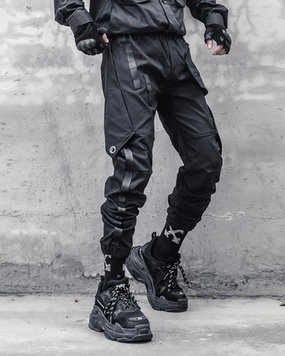 Versatile Black Patchwork Cargo Pants -  comfortable urban pants - Stylish Black Patchwork Cargo Pants for Urban Wear - View 3