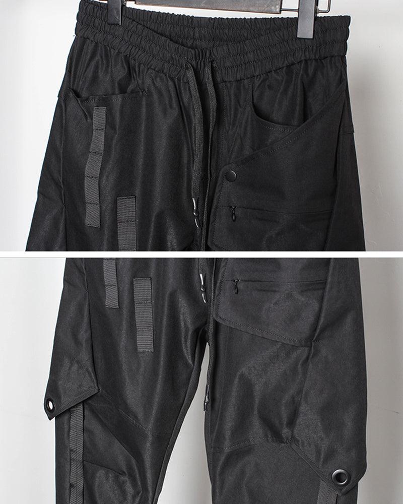 Versatile Black Patchwork Cargo Pants -  patchwork pants - Stylish Black Patchwork Cargo Pants for Urban Wear - View 11