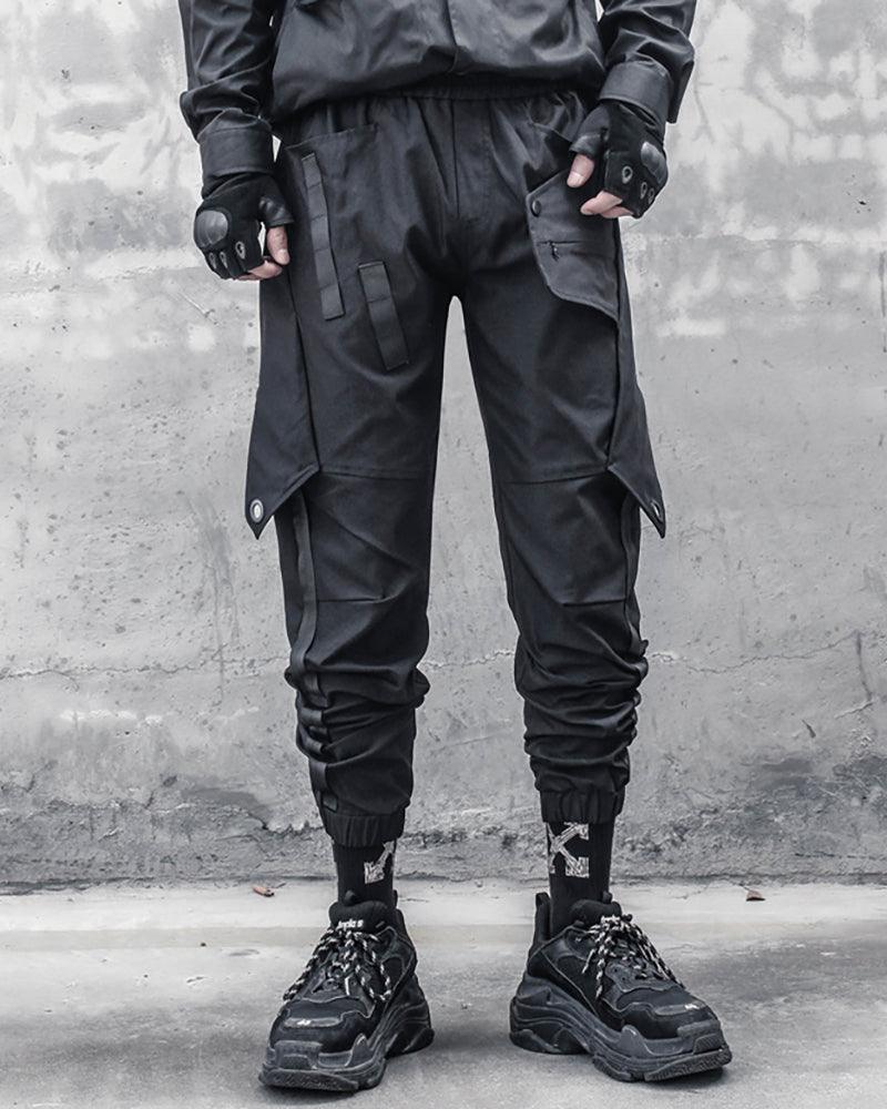 Versatile Black Patchwork Cargo Pants -  patchwork pants - Stylish Black Patchwork Cargo Pants for Urban Wear - View 4