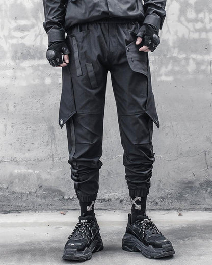 Versatile Black Patchwork Cargo Pants -  patchwork pants - Stylish Black Patchwork Cargo Pants for Urban Wear - View 4