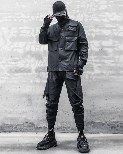 Versatile Black Patchwork Cargo Pants -  techwear fashion - Stylish Black Patchwork Cargo Pants for Urban Wear - View 6
