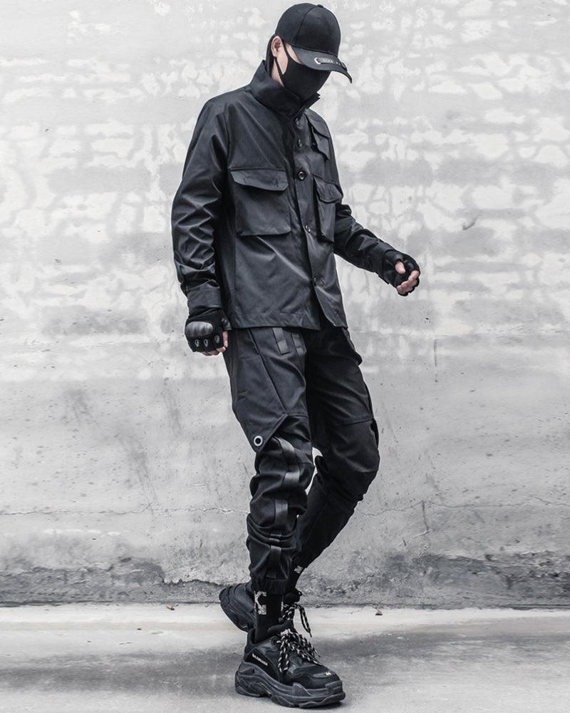 Versatile Black Patchwork Cargo Pants -  urban fashion - Stylish Black Patchwork Cargo Pants for Urban Wear - View 7