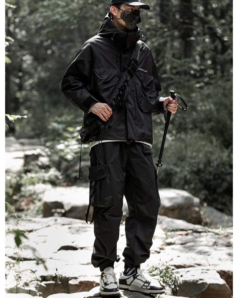 Versatile Black Ribbon Cargo Pants -  black pants - Comfortable Black Ribbon Cargo Pants with Pockets - View 12
