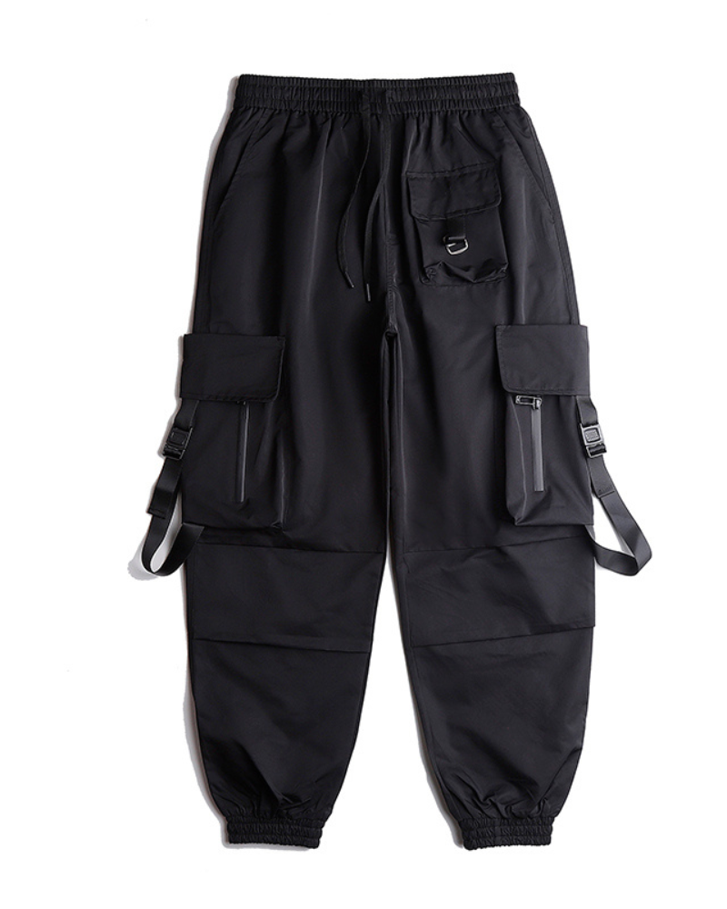 Versatile Black Ribbon Cargo Pants -  comfortable - Comfortable Black Ribbon Cargo Pants with Pockets - View 13