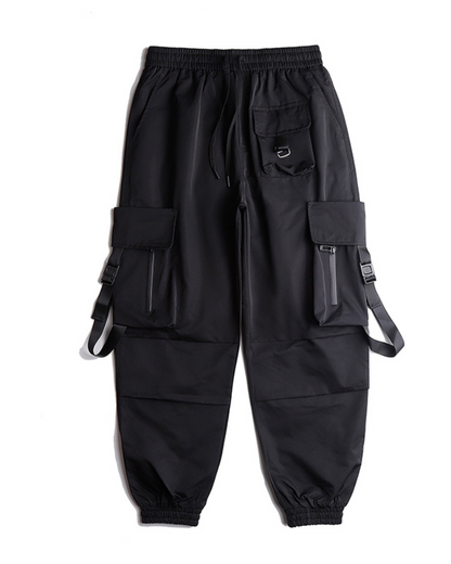 Versatile Black Ribbon Cargo Pants -  comfortable - Comfortable Black Ribbon Cargo Pants with Pockets - View 13