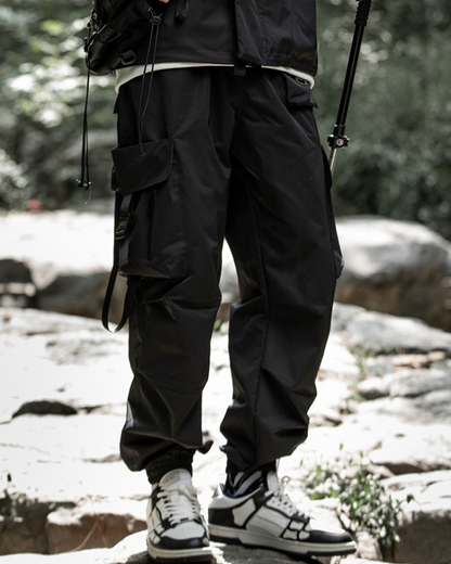 Versatile Black Ribbon Cargo Pants - functional pocket cargo pants - Comfortable Black Ribbon Cargo Pants with Pockets - View 10