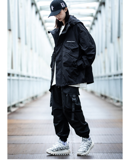 Versatile Black Ribbon Cargo Pants -  stylish cargo pants - Comfortable Black Ribbon Cargo Pants with Pockets - View 8