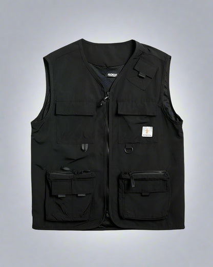 Versatile Black Sleeveless Cargo Vest - cargo vest - Stylish Black Sleeveless Cargo Vest for Versatile Outfits - Main view