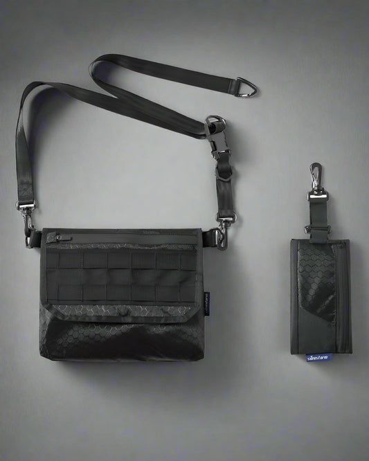 Versatile Black Sling Bag Combo - black sling bag - Versatile Black Sling Bag with Adjustable Straps - Main view
