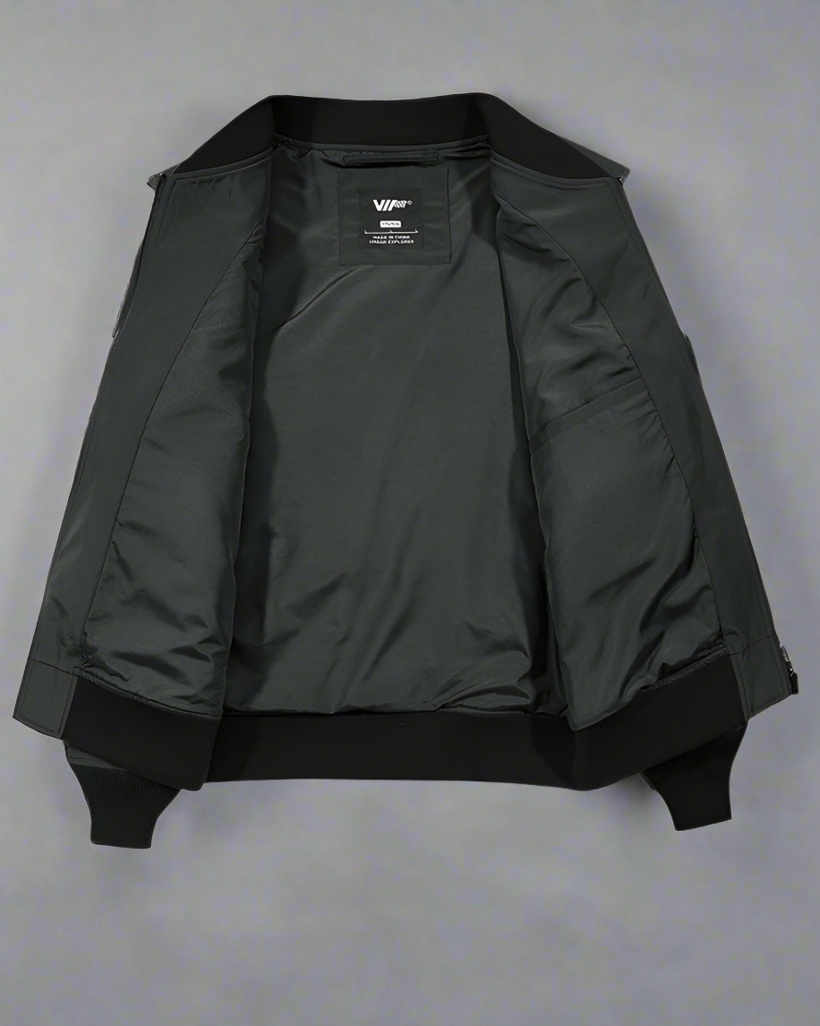 Versatile Bomber Jacket with Backpack -  black jacket - Urban Techwear Bomber Jacket with Backpack - View 3