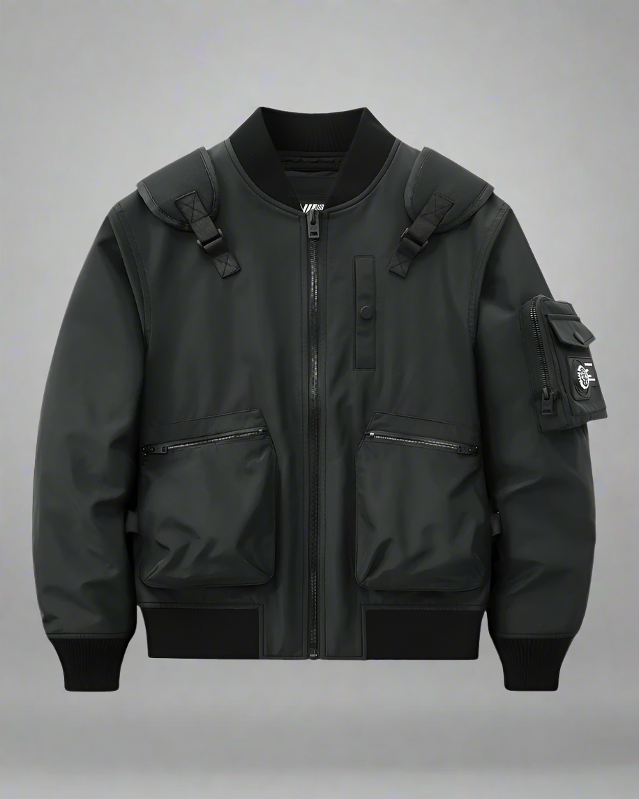 Versatile Bomber Jacket with Backpack - bomber jacket - Urban Techwear Bomber Jacket with Backpack - Main view