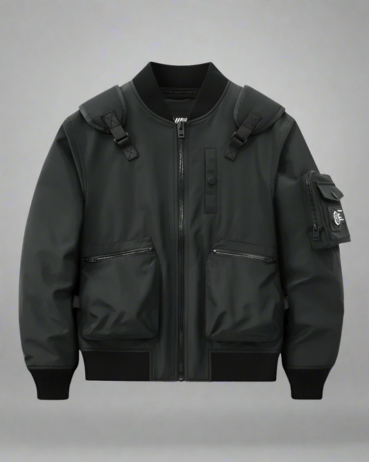 Versatile Bomber Jacket with Backpack - bomber jacket - Urban Techwear Bomber Jacket with Backpack - Main view