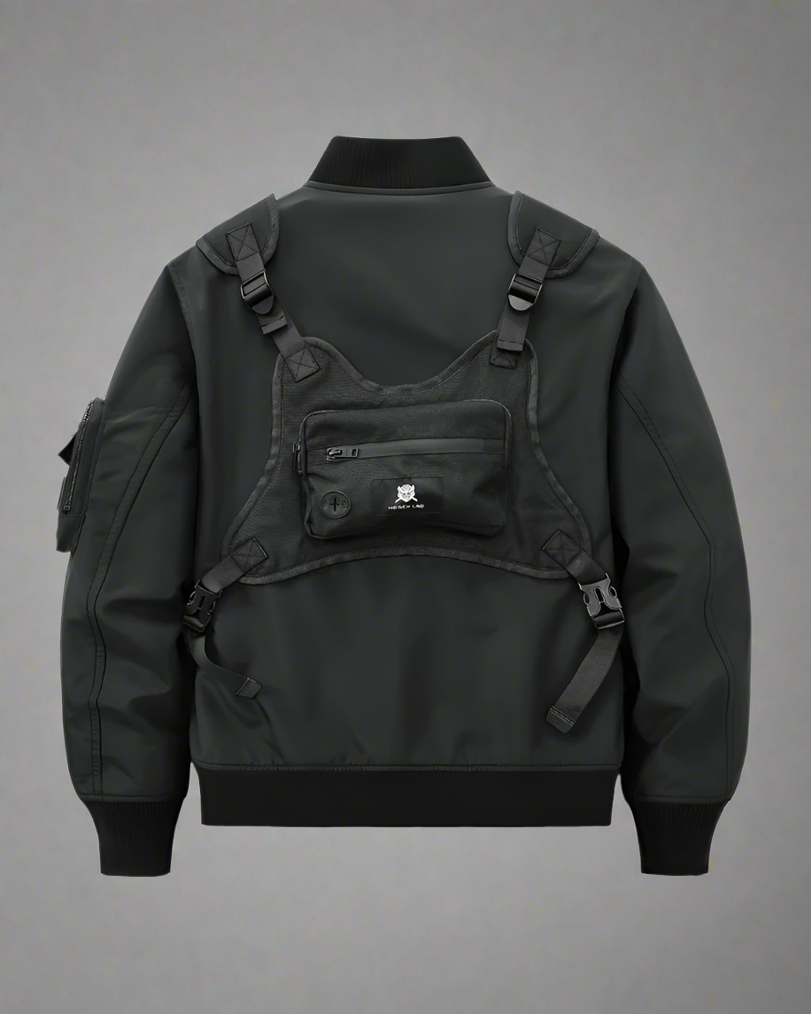 Versatile Bomber Jacket with Backpack - futuristic jacket - Urban Techwear Bomber Jacket with Backpack - View 2