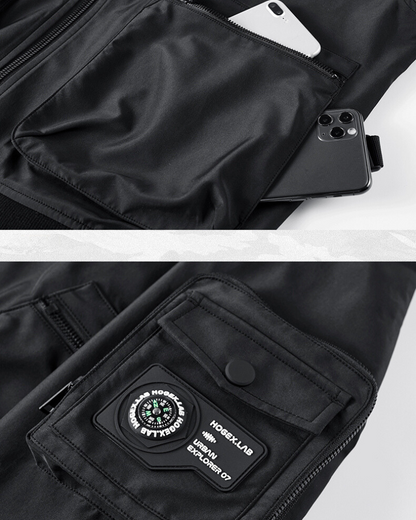 Versatile Bomber Jacket with Backpack -  techwear fashion - Urban Techwear Bomber Jacket with Backpack - View 6