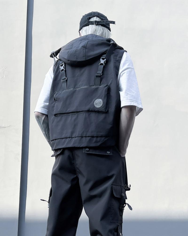 Versatile Cargo Hooded Vest - layering vest - Versatile Cargo Hooded Vest with Multi-Pocket Design - View 3