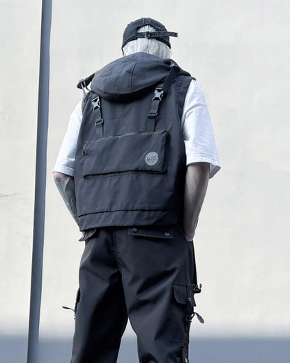 Versatile Cargo Hooded Vest - layering vest - Versatile Cargo Hooded Vest with Multi-Pocket Design - View 3