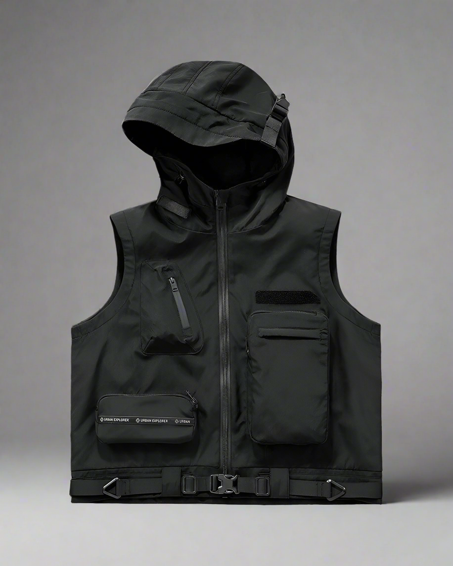 Versatile Cargo Hooded Vest - BEST SELLERS - Versatile Cargo Hooded Vest with Multi-Pocket Design - Main view