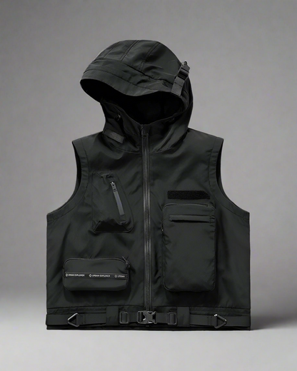 Versatile Cargo Hooded Vest - BEST SELLERS - Versatile Cargo Hooded Vest with Multi-Pocket Design - Main view
