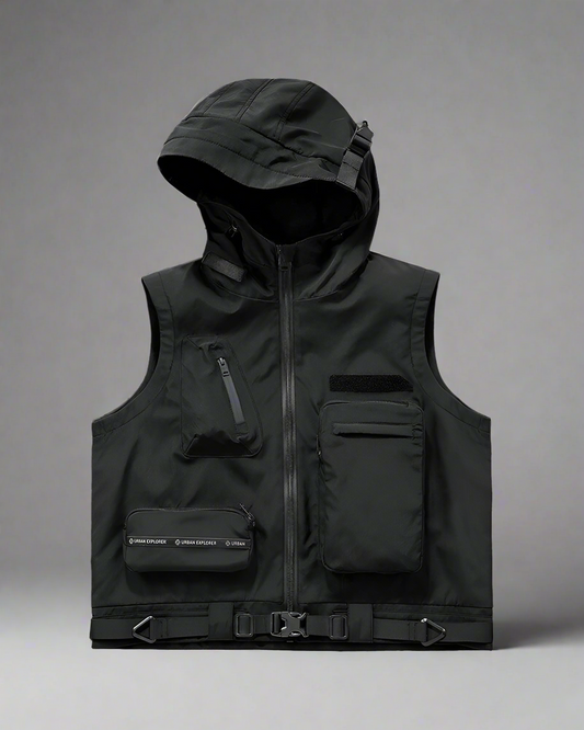 Versatile Cargo Hooded Vest - BEST SELLERS - Versatile Cargo Hooded Vest with Multi-Pocket Design - Main view