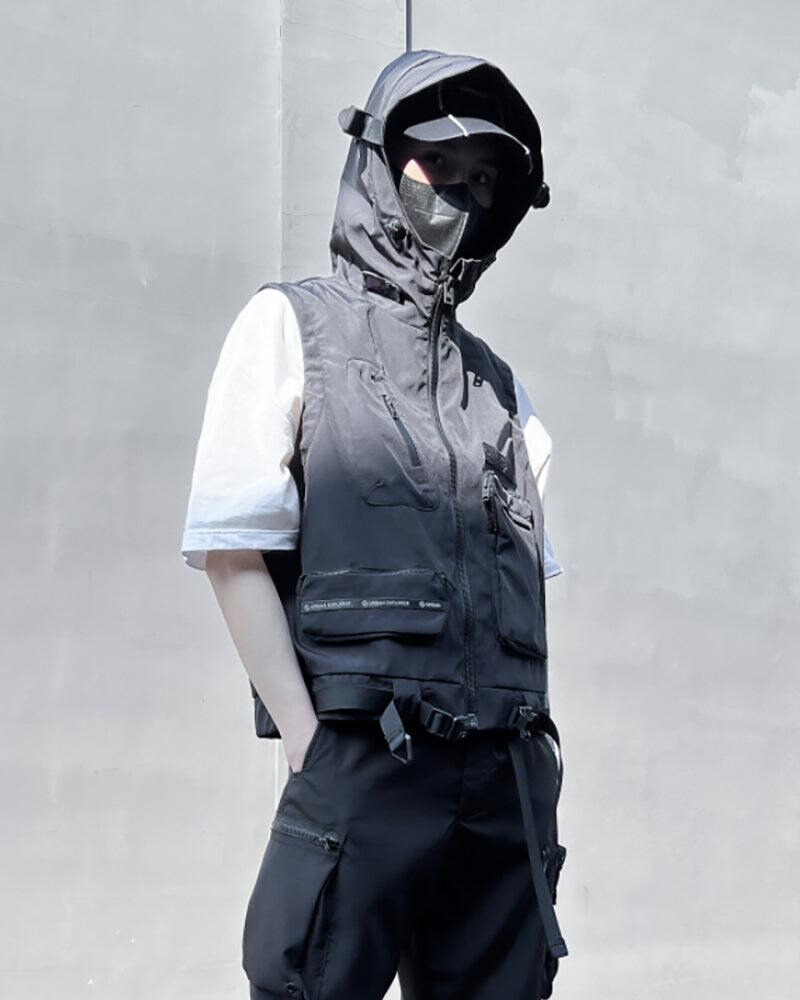 Versatile Cargo Hooded Vest - cargo vest - Versatile Cargo Hooded Vest with Multi-Pocket Design - View 2