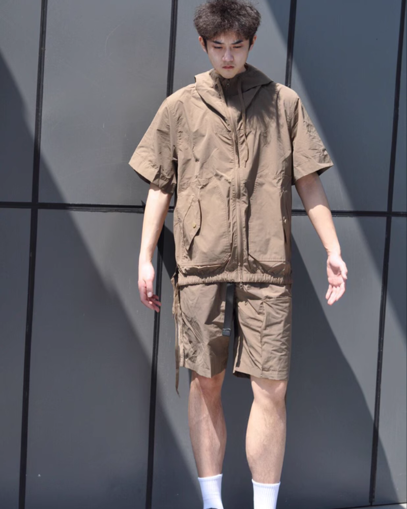 Versatile Cargo Jacket & Shorts Set -  unisex adventure wear - Versatile Cargo Jacket and Shorts Set for Outdoor Fun - View 13